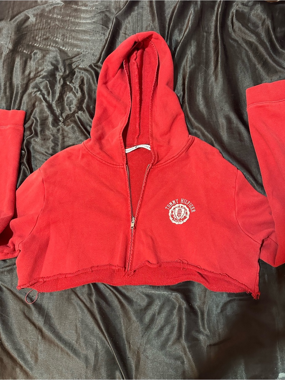 Tommy Hilfiger Red Cropped Zip Hoodie
